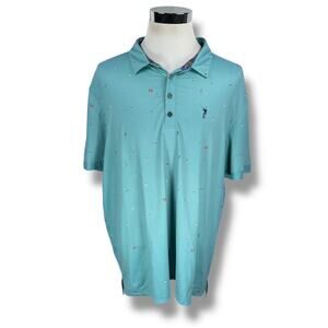 William Murray Golfer AOP Polo Shirt Men’s 2XL XXL Teal Blue Short Sleeve Golf